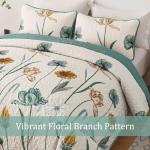 WONGS Floral Quilt Set Queen with Pillowcases