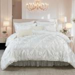 White Satin Full Comforter Set with Sheets