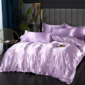 Luxury Light Purple Satin Bedding Set for Adults