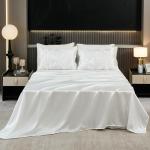 White Satin Full Comforter Set with Sheets
