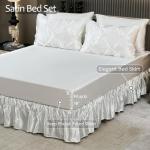 White Satin Full Comforter Set with Sheets