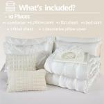 White Satin Full Comforter Set with Sheets