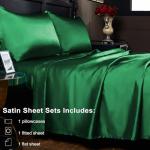 Emerald Green Satin Twin Sheet Set – 3 Pieces