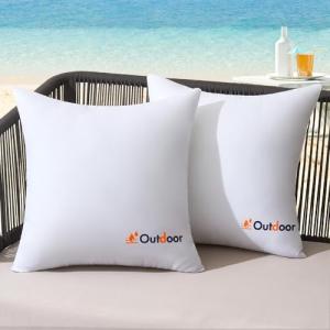 MIULEE Waterproof Outdoor Throw Pillow Inserts - 2 Pack