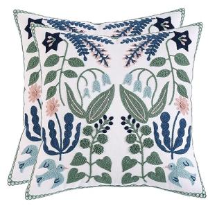 Tosleo Floral Embroidered Pillow Covers Set of 2