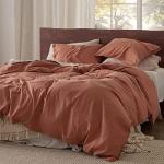 Bedsure King Linen Duvet Cover Set, Burnt Orange