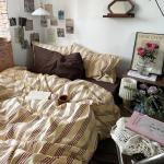 Mixinni Retro Striped Queen Duvet Cover Set
