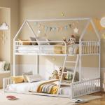 LIKIMIO Twin Over Full House Bunk Bed, White