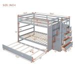 Gray Full Over Full Bunk Bed with Storage