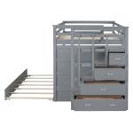 Gray Full Over Full Bunk Bed with Storage