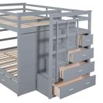 Gray Full Over Full Bunk Bed with Storage