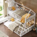 LIKIMIO Twin Over Full House Bunk Bed, White