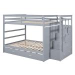 Gray Full Over Full Bunk Bed with Storage