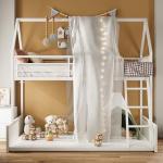 LIKIMIO Twin Over Full House Bunk Bed, White