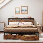 California King Bed Frame with Storage and Charging
