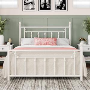 Queen Size Vintage Metal Bed Frame with Headboard