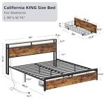 California King Bed Frame with Storage and Charging