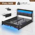 Full Size Bed Frame with Charging Station and LED