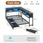 Twin Corner Bed Frame with Storage and LED Lights