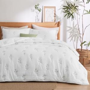 Bedsure Floral Quilt Set for Queen Bed