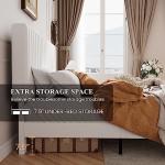 Elegant Queen Upholstered Velvet Bed Frame in White