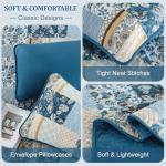 Blue Patchwork Quilt Set for Queen Beds, 3 Pieces