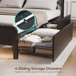 Full Size Bed Frame with Charging Station and LED
