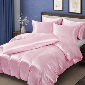Blush Pink Satin King Size Duvet Cover Set