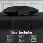 LIFCOM Queen Satin Sheet Set, 4 Pieces, Black