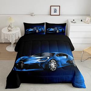 Feelyou Sports Car Comforter Blue Race Car Comforter Set for Kids Boys Girls Extreme Sports Theme Bedding Set Cool Speed Luxury Car Decor Quilt Set with 1 Pillowcase 2Pcs Bedding Twin
