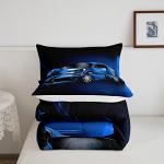 Feelyou Sports Car Comforter Blue Race Car Comforter Set for Kids Boys Girls Extreme Sports Theme Bedding Set Cool Speed Luxury Car Decor Quilt Set with 1 Pillowcase 2Pcs Bedding Twin