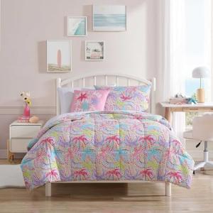 Nautica Kids - Kids Comforter Set, Super Soft Toddler Bedding with Matching Shams & Throw Pillow, Kids Home Decor, Ideal Girl Room Essentials (Sutton Palm Trees Aqua, Full/Queen)