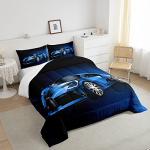 Feelyou Sports Car Comforter Blue Race Car Comforter Set for Kids Boys Girls Extreme Sports Theme Bedding Set Cool Speed Luxury Car Decor Quilt Set with 1 Pillowcase 2Pcs Bedding Twin