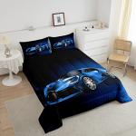 Feelyou Sports Car Comforter Blue Race Car Comforter Set for Kids Boys Girls Extreme Sports Theme Bedding Set Cool Speed Luxury Car Decor Quilt Set with 1 Pillowcase 2Pcs Bedding Twin