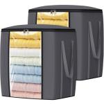 TasticTotes 120L Extra Large Clothes Storage Bags, Foldable Blanket Storage and Organization, Thick Fabric Containers with Reinforced Handles & Zippers for Clothing, Comforters, Bedding, Gray, 2 Pack