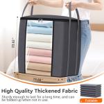 TasticTotes 120L Extra Large Clothes Storage Bags, Foldable Blanket Storage and Organization, Thick Fabric Containers with Reinforced Handles & Zippers for Clothing, Comforters, Bedding, Gray, 2 Pack