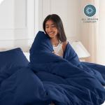 Bare Home Bedding Duvet Cover Extra Long Size - Premium 1800 Super Soft - Lightweight, Cooling Duvet Cover - Soft Breathable Bedding (Twin/Twin XL, Dark Blue)