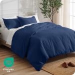 Bare Home Bedding Duvet Cover Extra Long Size - Premium 1800 Super Soft - Lightweight, Cooling Duvet Cover - Soft Breathable Bedding (Twin/Twin XL, Dark Blue)
