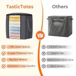 TasticTotes 120L Extra Large Clothes Storage Bags, Foldable Blanket Storage and Organization, Thick Fabric Containers with Reinforced Handles & Zippers for Clothing, Comforters, Bedding, Gray, 2 Pack