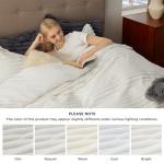 Bedsure Fluffy Duvet Cover Set - Ultra Soft Plush Shaggy Comforter Cover Queen Size, Warm Flannel Fleece Bed Sets for Winter, 3 Pieces (Striped Pattern, Coconut White)