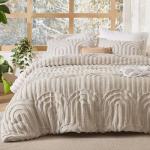 Bedsure Boho Tufted Queen Comforter Set - Beige Boho Bedding Comforter Sets, 3 Pieces Farmhouse Shabby Chic Embroidery Bed Set, Soft Fluffy Cozy Arch Pattern Comforter for All Seasons