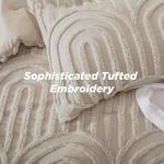Bedsure Boho Tufted Queen Comforter Set - Beige Boho Bedding Comforter Sets, 3 Pieces Farmhouse Shabby Chic Embroidery Bed Set, Soft Fluffy Cozy Arch Pattern Comforter for All Seasons