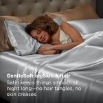 Bedsure Satin Sheets King Size Bed Set - Luxury Silky Bed Sheet Set, Ultra Soft & Wrinkle Free, Good for Hair & Skin, 15 Inches Deep Pocket for Mattress, 4-Piece (King, Silver Grey)