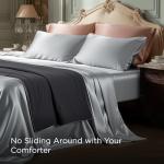 Bedsure Satin Sheets King Size Bed Set - Luxury Silky Bed Sheet Set, Ultra Soft & Wrinkle Free, Good for Hair & Skin, 15 Inches Deep Pocket for Mattress, 4-Piece (King, Silver Grey)