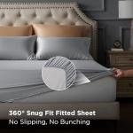 Bedsure Satin Sheets King Size Bed Set - Luxury Silky Bed Sheet Set, Ultra Soft & Wrinkle Free, Good for Hair & Skin, 15 Inches Deep Pocket for Mattress, 4-Piece (King, Silver Grey)