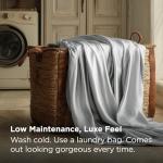 Bedsure Satin Sheets King Size Bed Set - Luxury Silky Bed Sheet Set, Ultra Soft & Wrinkle Free, Good for Hair & Skin, 15 Inches Deep Pocket for Mattress, 4-Piece (King, Silver Grey)