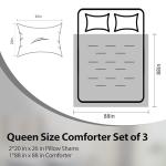 Cosmoluxe Queen Comforter Set, Satin Comforter Sets for All Season, 3 Pieces Reversible Lightweight and Breathable Bedding Sets with 1 Silky Comforter and 2 Pillow Shams (Black)