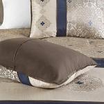 Madison Park Essentials Delaney 24-Piece Room In A Bag Comforter Set-Satin Jacquard All Season Luxury Bedding, Sheets, decorative pillows and Curtains, Valance, King (104 in x 92 in), Medallion Navy