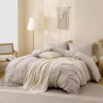 TOCOMOA Tan Gingham Duvet Cover Bedding Set 100% Washed Cotton Like Linen Feel Super Soft Comfy 3 Piece Brown Vintage Plaid Checkered Fall Comforter Cover Set (Queen 90"x90", Comforter Not Included)