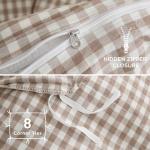 TOCOMOA Tan Gingham Duvet Cover Bedding Set 100% Washed Cotton Like Linen Feel Super Soft Comfy 3 Piece Brown Vintage Plaid Checkered Fall Comforter Cover Set (Queen 90"x90", Comforter Not Included)